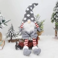 Christmas faceless gnome doll in red and grey sitting on a vintage car model decoration - Grey Hat Sitting Style (D-BJ45)