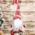 Gnome de Noël en peluche avec bonnet à flocons tricoté et longue barbe blanche - Style B Gnome de la Forêt (Motif Flocon de Neige)