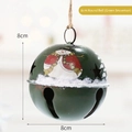 Green 8cm metal Christmas bell with snowman pattern and star cutouts for tree decor - 8cm Round Bell (Green Snowman)