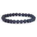 6mm matzwarte natuursteen kralenarmband met elastisch koord voor dames - Matte steen