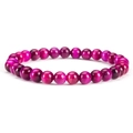 6mm rose purple natural stone beaded stretch bracelet with smooth round cat-eye texture - Rose Red Tiger Eye