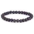 Natural black volcanic lava stone beaded bracelet with 6mm round porous texture beads - Lava Stone