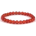 Handmade 6mm red agate beaded stretch bracelet with translucent polished natural stones - Red Agate