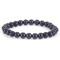 6mm natural black onyx beaded stretch bracelet with a polished glossy finish - Obsidian