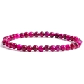 Detailed view of 8mm magenta beaded bracelet with silky tiger eye luster and cat eye effect - Rose Red Tiger Eye