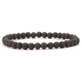 Minimalist black lava rock beaded bracelet with natural porous texture and elastic cord - Lava Stone