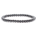 Polished metallic hematite beaded bracelet with minimalist round dark gray spheres - Hematite