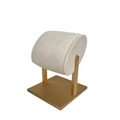 Présentoir de montres et bijoux avec coussin en velours beige et socle en bois - Base en Bois / Beige Double Tige