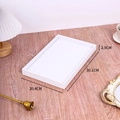 White rectangular jewelry display tray 30.1x20.4x2.9cm on a wooden table with home decor - Medium Double-Sided Empty Tray