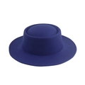 Detailweergave van de brede rand en donkerblauwe wolvilttextuur van de fedora hoed - 58cm / Koningsblauw - Effen