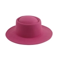 Elegant rose red flat top wool felt fedora hat for men and women in vintage style - 58cm / Rose Red - Plain
