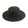 Detailed view of dark brown wool felt fedora with a round top and flat wide brim - 58cm / Dark Coffee - Plain