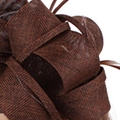 Elegant dark brown linen fascinator headband with bow and feather for formal parties - Coffee