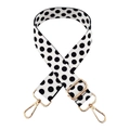 Adjustable black and white polka dot woven bag strap with golden metal hooks - Gold Buckle / Polka Dot