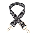 Adjustable black and white geometric pattern replacement strap with gold metal hooks - Large Diamond