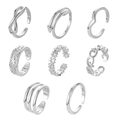 8-piece set of silver adjustable open toe rings featuring infinity and heart designs - Silver