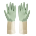Green and beige household gloves with non-slip texture for cleaning and washing - S / Light Green