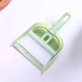 Mini macaron green desktop broom and dustpan set for keyboard and small space cleaning - Nordic Green with White Bristles