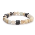 Beige Stone With Silver Spacers