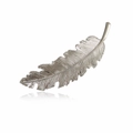 Elegant silver feather hair clip in zinc alloy with detailed texture on white background - Silver