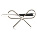 Minimalistische silberne Schleifen-Haarklammer aus poliertem Metall mit Spiegeleffekt - Klassisch / Silber