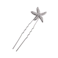 Eleganti forcine per capelli a stella marina con strass scintillanti e design argentato a U - Argento