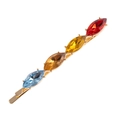 Pasador de pelo dorado con cuatro cristales marquesa en degradado de colores arcoíris - Estilo Arcoíris Degradado