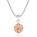 Makroaufnahme einer S925 Silberkette mit pfirsichfarbenem Kristall-Pflaster-Kugelanhänger - Nur Anhänger (Keine Kette) / 8mm / Champagner