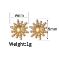 Detail of 18K gold stainless steel sunburst stud earring with 9mm diameter and 1g weight - Sun