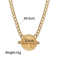 Hip hop gold chunky chain necklace with a textured round disc pendant and dimensions - JZN2173 Necklace(JZN2173)