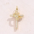 Pendentif Croix Couronne En Zircon Blanc (or) | 1 Pièce/paquet / 28 X 18 Mm (ouverture : 32 Mm)