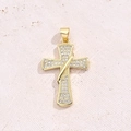 Pendentif Croix En Or Clair Et Zircon Blanc (or) | 1 Pièce/paquet / 29 X 19 Mm (ouverture : 5 X 3 Mm)