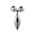 Massaggiatore facciale 3D con finitura cromata argento per lifting viso su sfondo bianco - Massaggiatore 300 / Argento