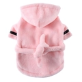 Peignoir rose doux en peluche pour animaux avec capuche et rayures noires pour chiens - S / Rose