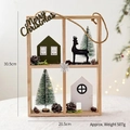 Nordic wooden Merry Christmas hanging sign with reindeer and tree for home holiday decor - Christmas 4-Window Hanging Decor