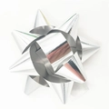 Mini lazo de estrella plateado brillante de 1 pulgada para envolver regalos de Navidad - Plateado
