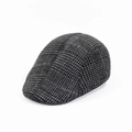Gorra plana clásica gris con estampado de pata de gallo, boina vintage de invierno hombre - Talla única / Negro