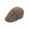 Gorra retro británica a cuadros para hombre con tela de tweed marrón cálida de invierno - Talla única / Marrón