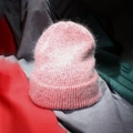 Gorro de punto rosa chic en mezcla de pelo de conejo angora, doble capa cálida - M (56-58cm) / Rojo