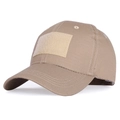 Tactical baseball cap in khaki ripstop fabric with front hook and loop patch area - Adjustable / Khaki