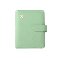 Light green PU leather RFID passport holder with airplane charm and magnetic buckle closure - Green