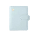 Light blue RFID leather passport holder with gold airplane accent and magnetic closure - Light Blue