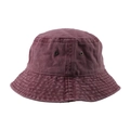 Short brim washed cotton bucket hat in deep purple with breathable metal eyelets - M / Burgundy