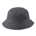 Short brim dark grey washed cotton bucket hat with stitch details and foldable design - M / Gray