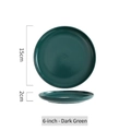Deep green matte ceramic plate in 6-inch size for dining with 15cm diameter - 6inch / Dark Green