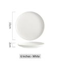 Minimalist 6-inch white matte ceramic round plate with 15cm diameter for desserts - 6inch / White