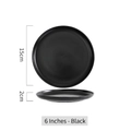 Matte black ceramic round plate 15cm diameter Nordic style minimalist side dish - 6inch / Black