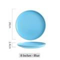 8-inch light blue matte ceramic round dinner plate with a minimalist Nordic design - 8 inch / Blue