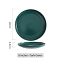 8-inch Nordic ceramic plate in dark green matte finish with 20cm diameter dimension - 8 inch / Dark Green