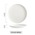Minimalist 10-inch white matte ceramic dinner plate with 25cm diameter circular design - 10" / White
